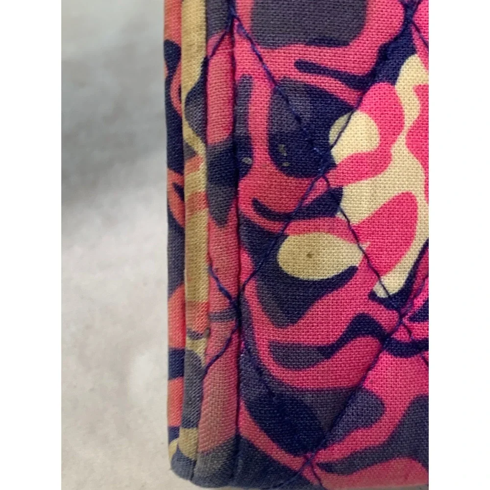 Vera Bradley Quilted Cotton Crossbody Bag Navy Pink Floral Geometric Print#899